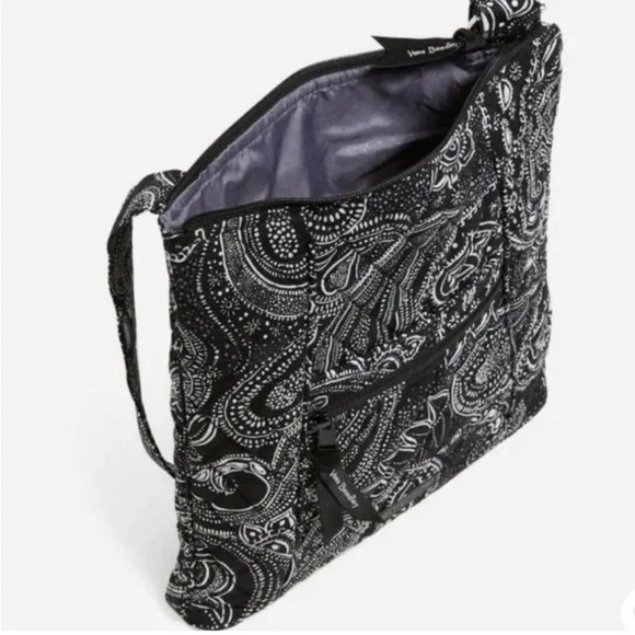 Vera Bradley Black and White Paisley Crossbody shoulder Bag - Picture 2 of 6